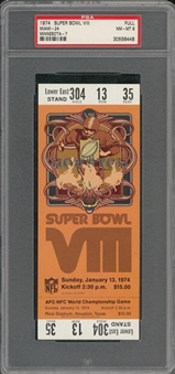 1974 Super Bowl VIII Full Ticket - PSA NM-MT 8